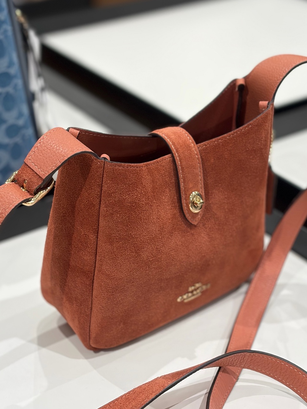 Coach Suede Hadley Mini Crossbody Shoulder  Bag - Picture 9 of 12
